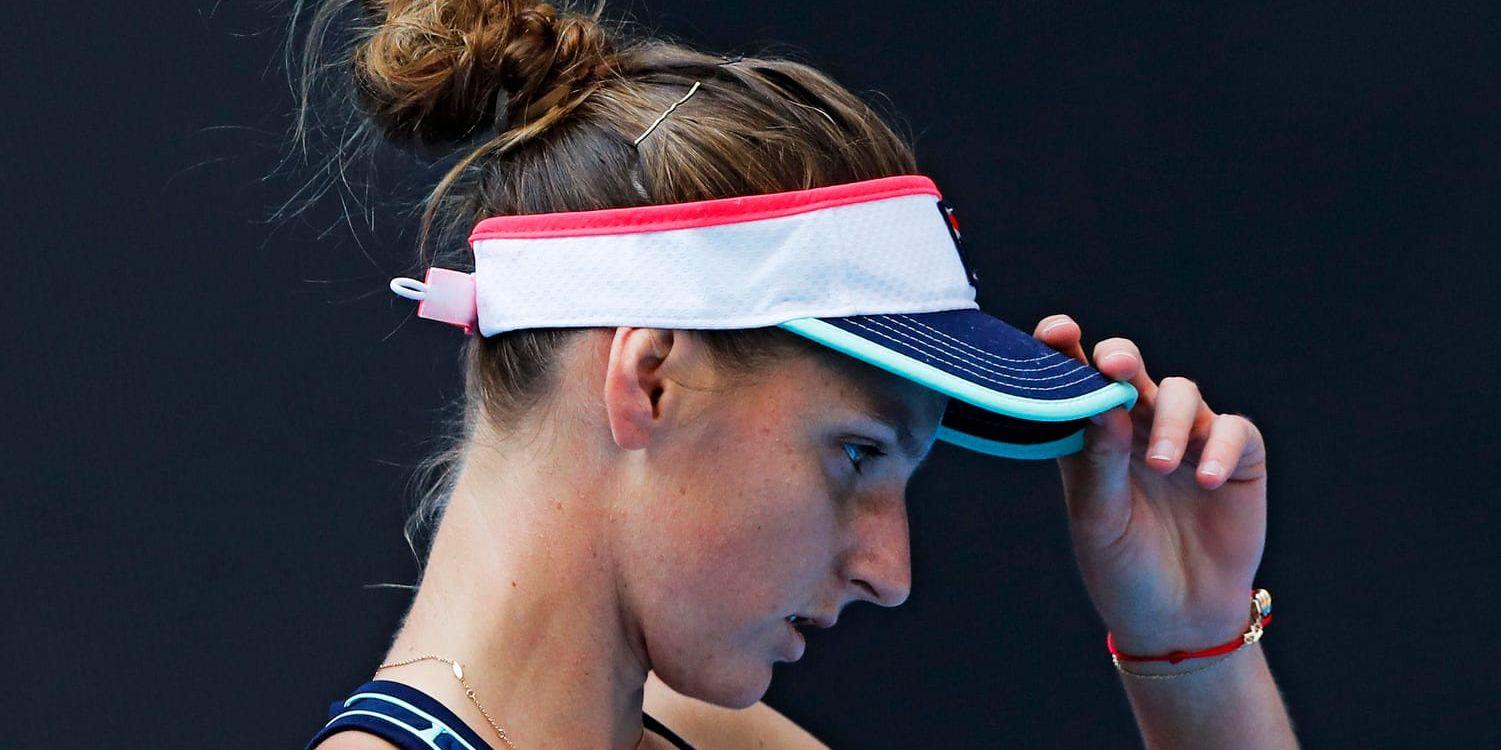 Karolina Pliskova, Tjeckien, vann sin första match i WTA-slutspelet i Singapore. Arkivbild