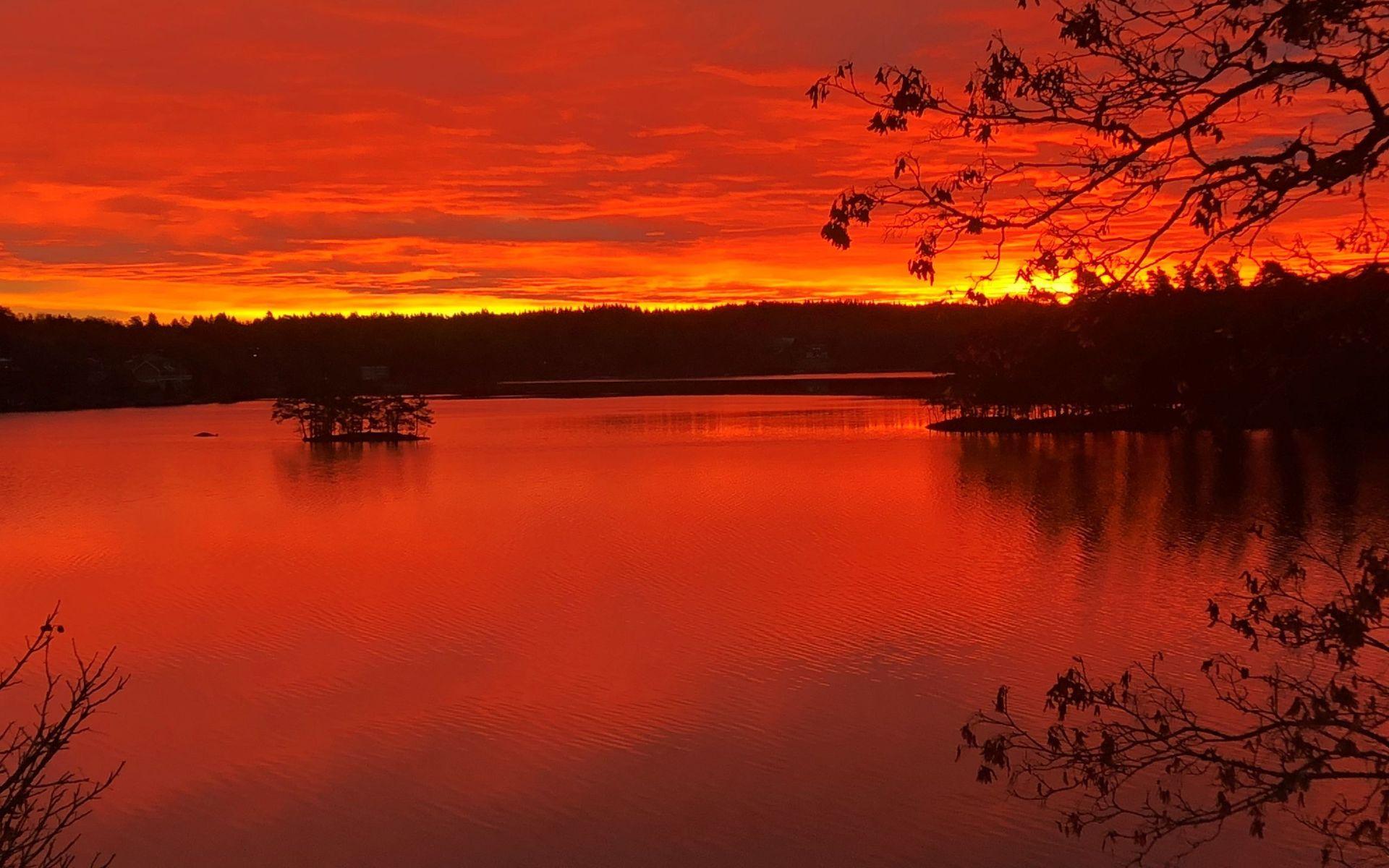 Min soluppgång i Sjölanda. Bilden är tagen av Monica Selin.