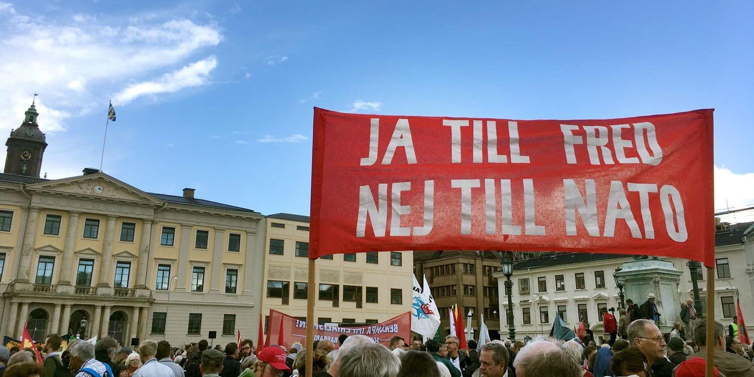 En demonstration mot militärövningen Aurora hölls i Göteborg under lördagen.