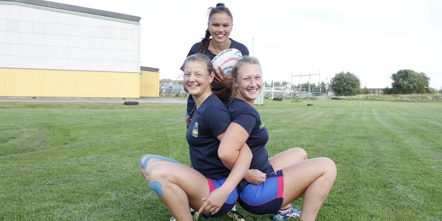 I helgen ingår tre tjejer från VRK i den svenska 12-mannatruppen som ska spela F18-EM i rugby i Frankrike. Från vänster Minonna Nunstedt, Lynnia Tatu Robertsson och Sara Jönsson.