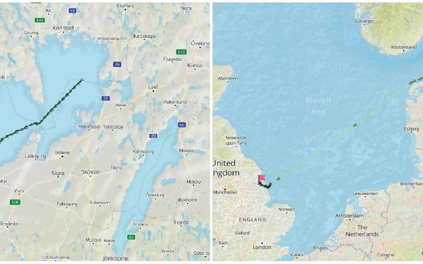 Det holländska fartyget Skagern var på väg från Vänern med sikte mot en hamn på Storbritanniens östkust. Bild: MarineTraffic