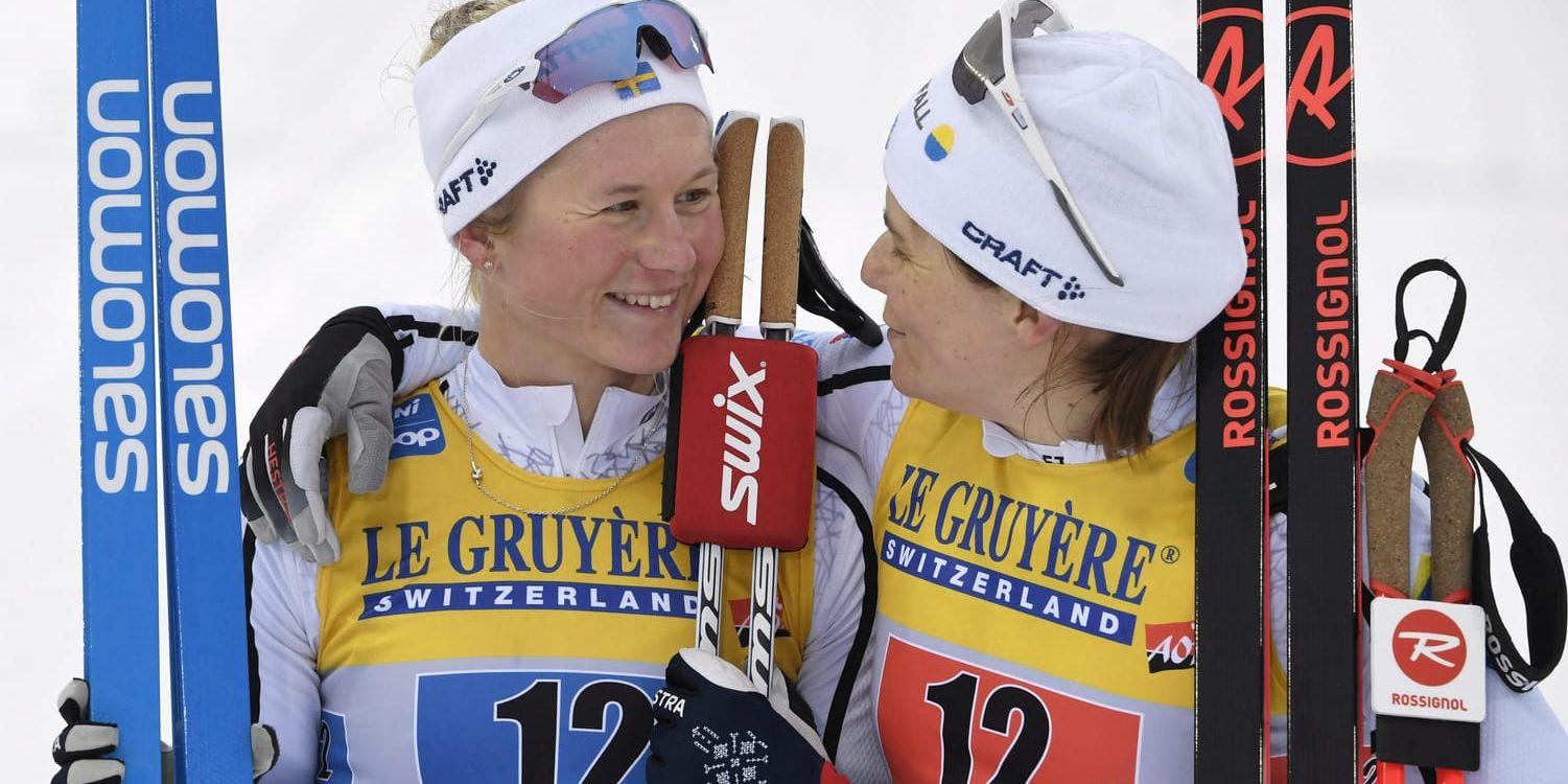 Maja Dahlqvist och Ida Ingemarsdotter kunde vara glada efter sprintstafetten i Lahtis.