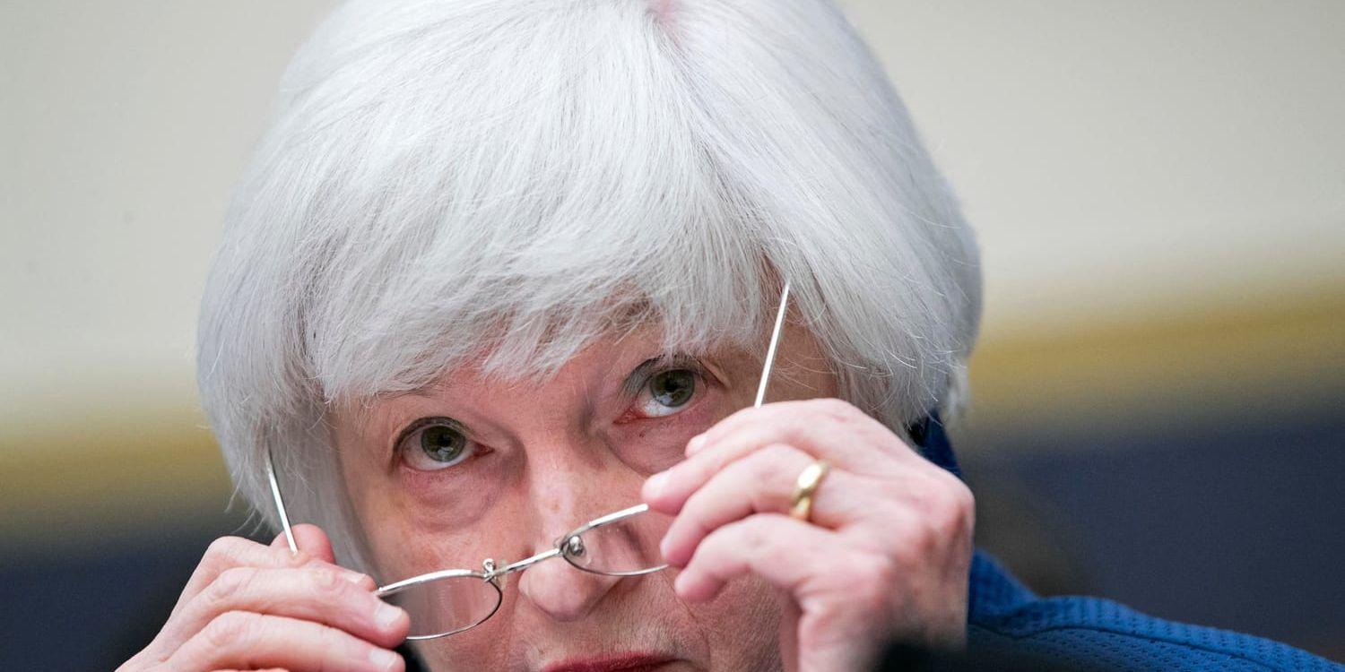 Centralbanken Feds nuvarande chef, Janet Yellen, i samband med en presentation i kongressen i somras. Arkivbild.