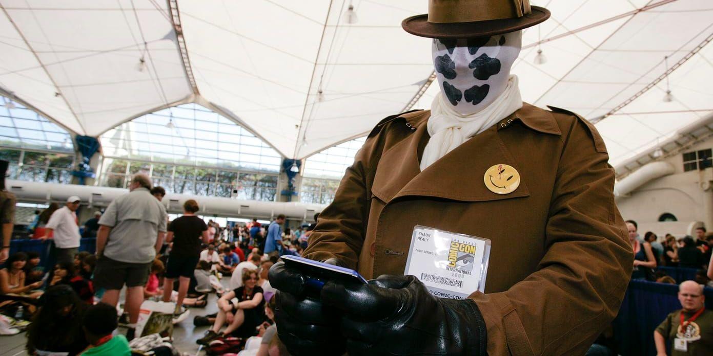 Ett fan utklädd till Rorschach från "Watchmen". Arkivbild.