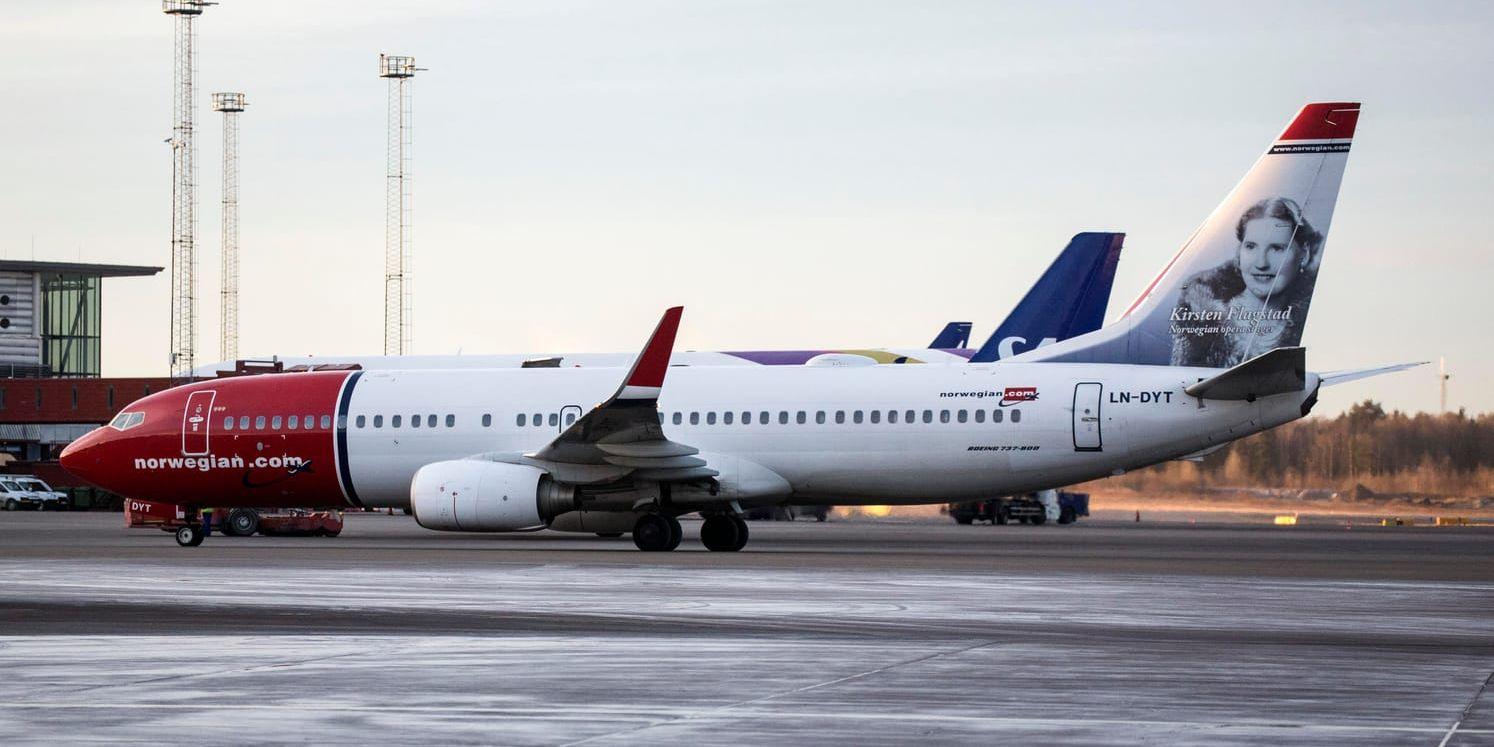 Ett Norwegian-flygplan på Stockholm Arlanda Airport. Arkivbild.