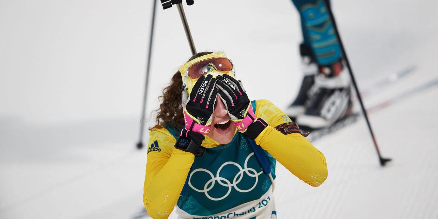 Hanna Öberg kunde knappt tro sina ögon när hon tog hem OS-guldet i Pyeongchang.
