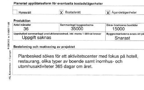 Ur ansökan om planbesked till Sotenäs kommun.