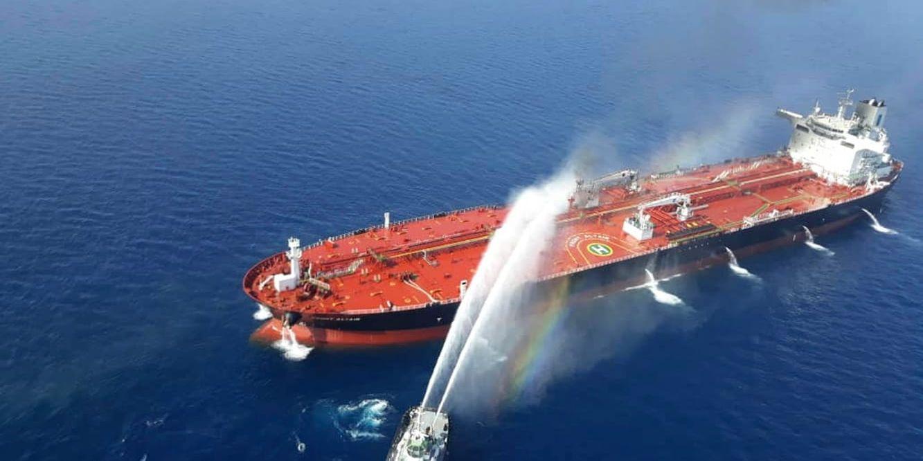 Två oljefartyg utanför Omans kust angreps förra veckan. Arkivbild