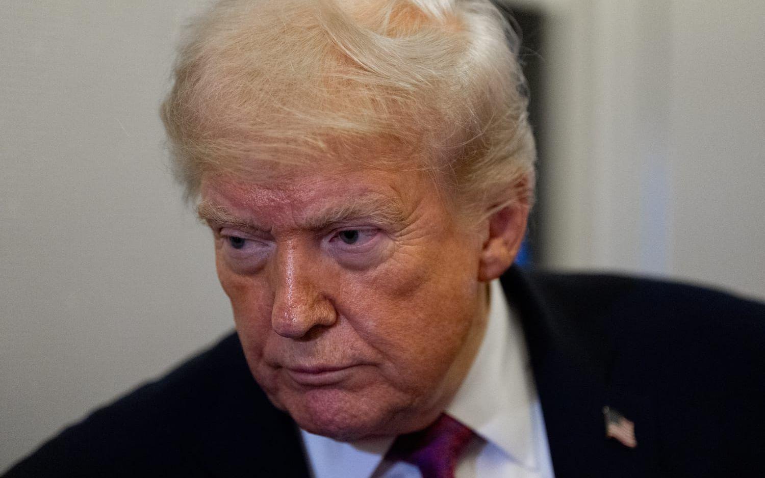 USA:s president Donald Trump på presidentplanet Air Force One i förra veckan.