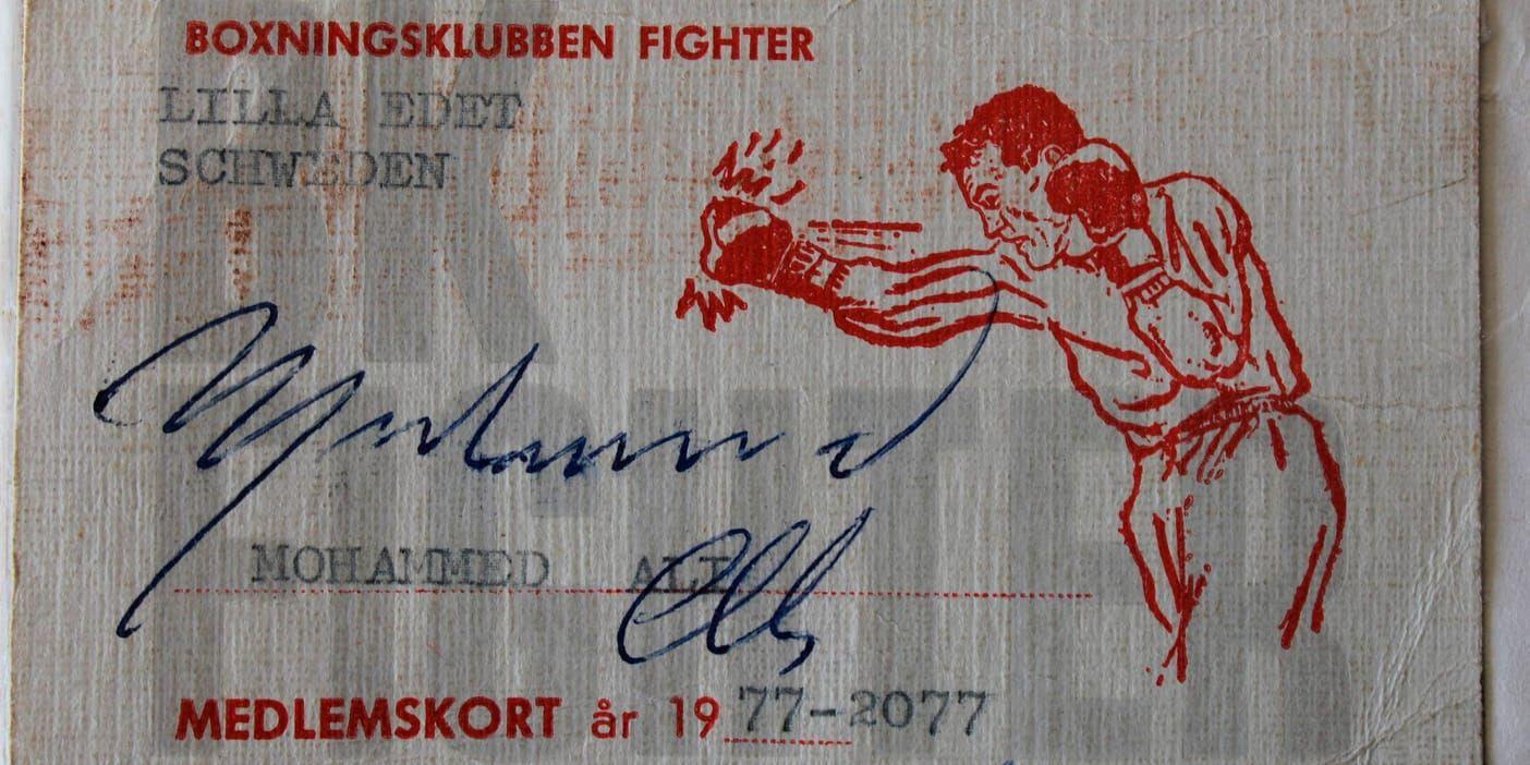 Gunnar Stendahls son, Jan Stendahl, har originalet av medlemskortet som Muhammad Ali signerade.