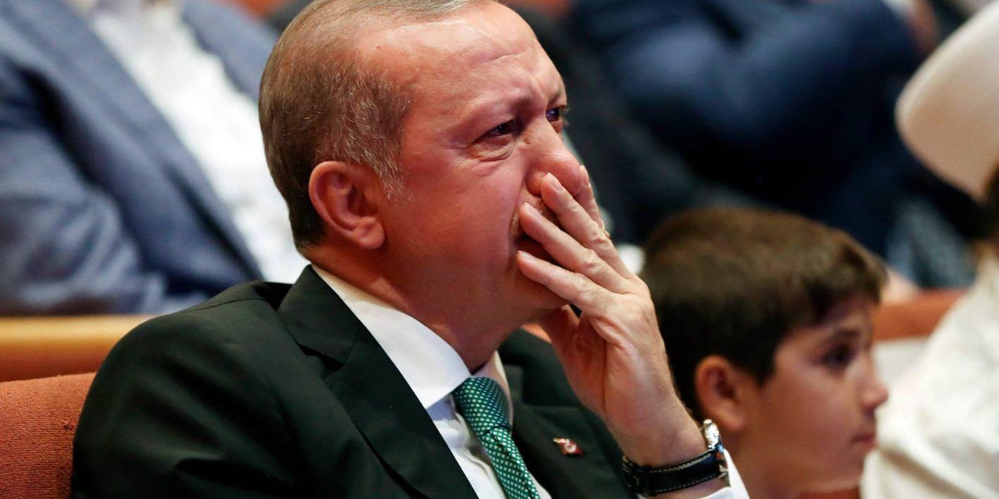 Den svensk-turkiske författaren Hamza Yalcin anklagas bland annat för att vara ledare för en terrororganisation. Arkivbild på Turkiets president Recep Tayyip Erdogan.