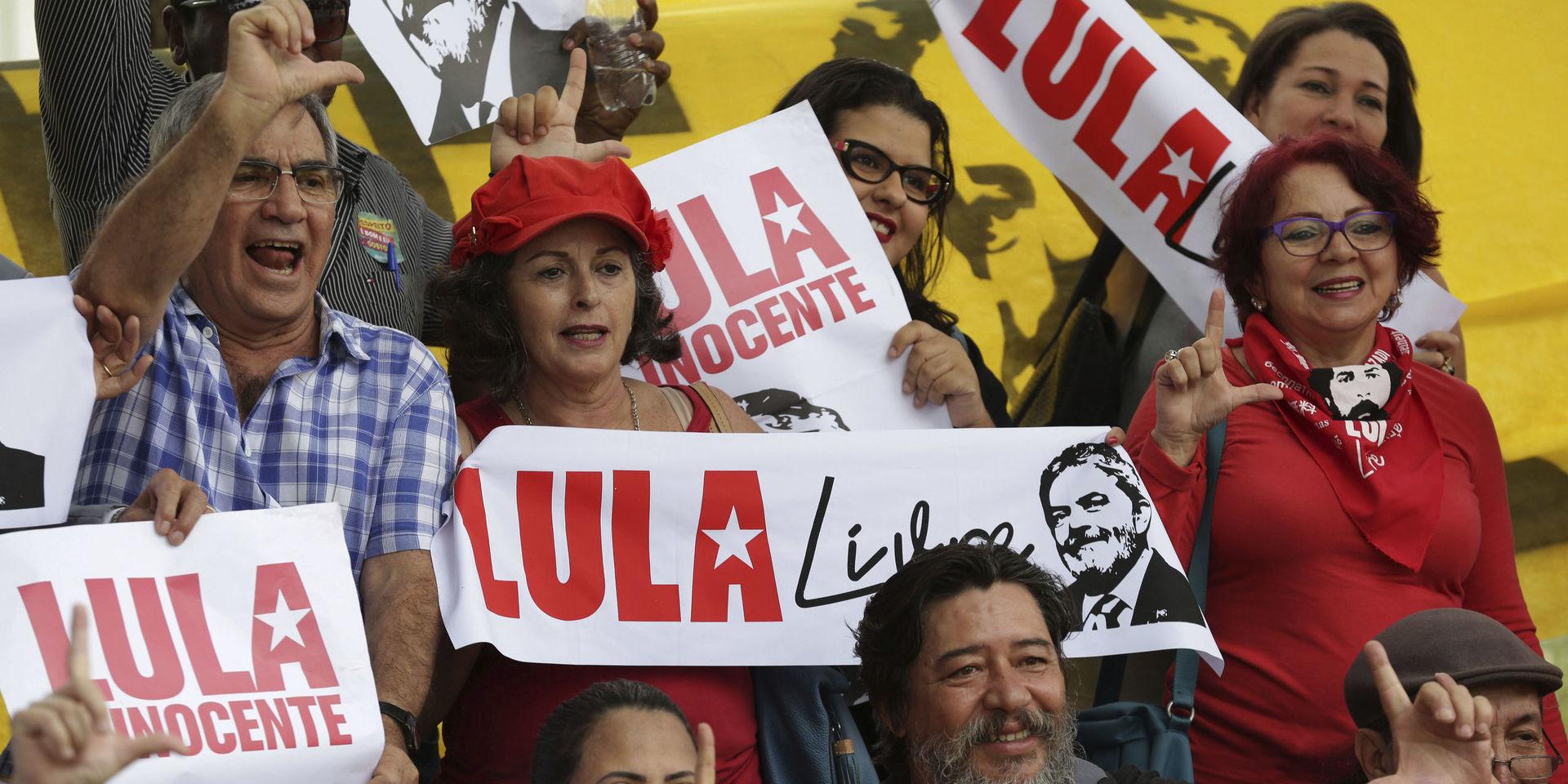 Anhängare till Luiz Inácio Lula da Silva vid en manifestation tidigare i år.
