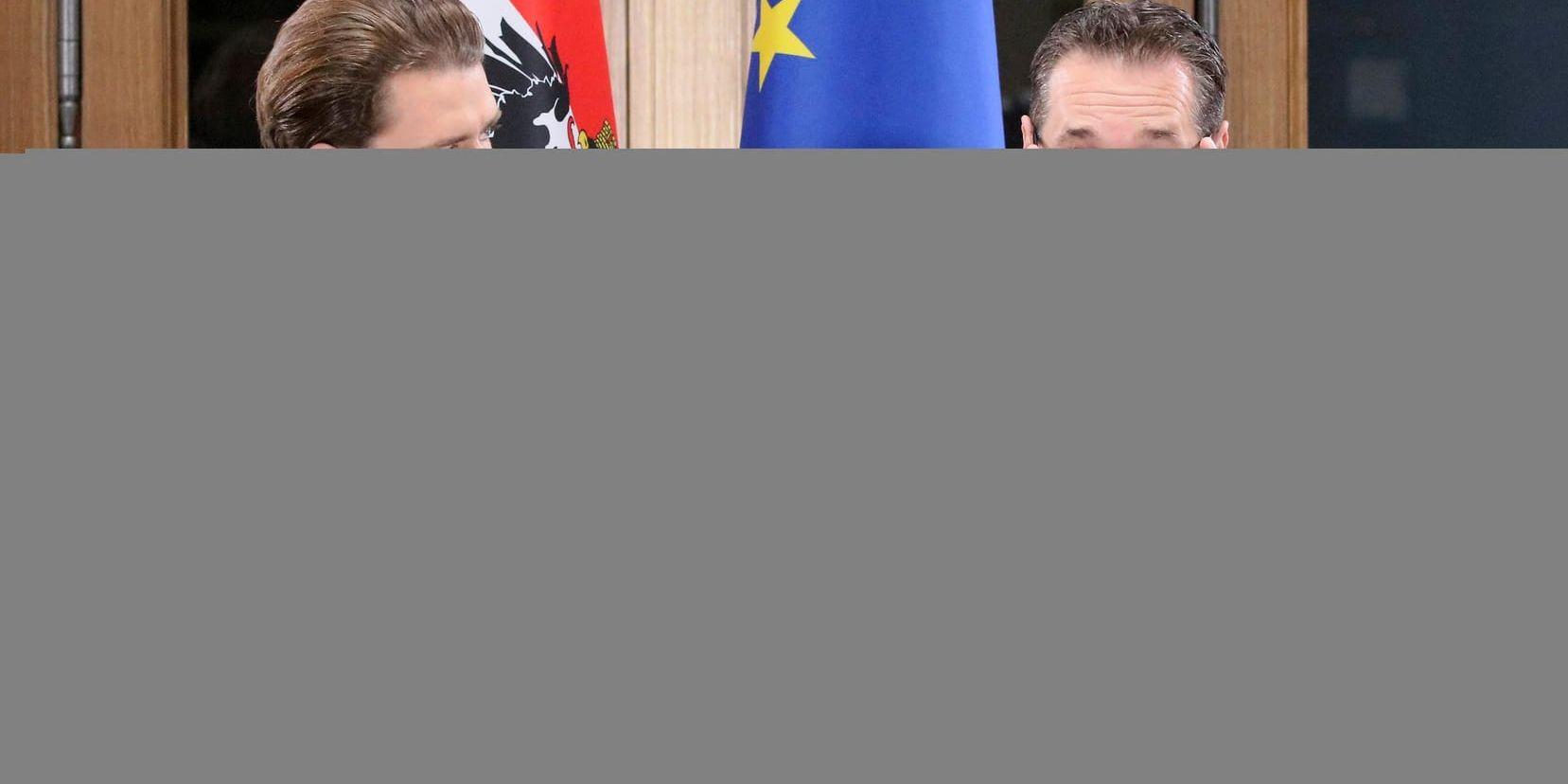 Sebastian Kurz, ÖVP:s ledare och Österrikes tillträdande förbundskansler, och Heinz-Christian Strache, ledare för högerpopulistiska FPÖ.