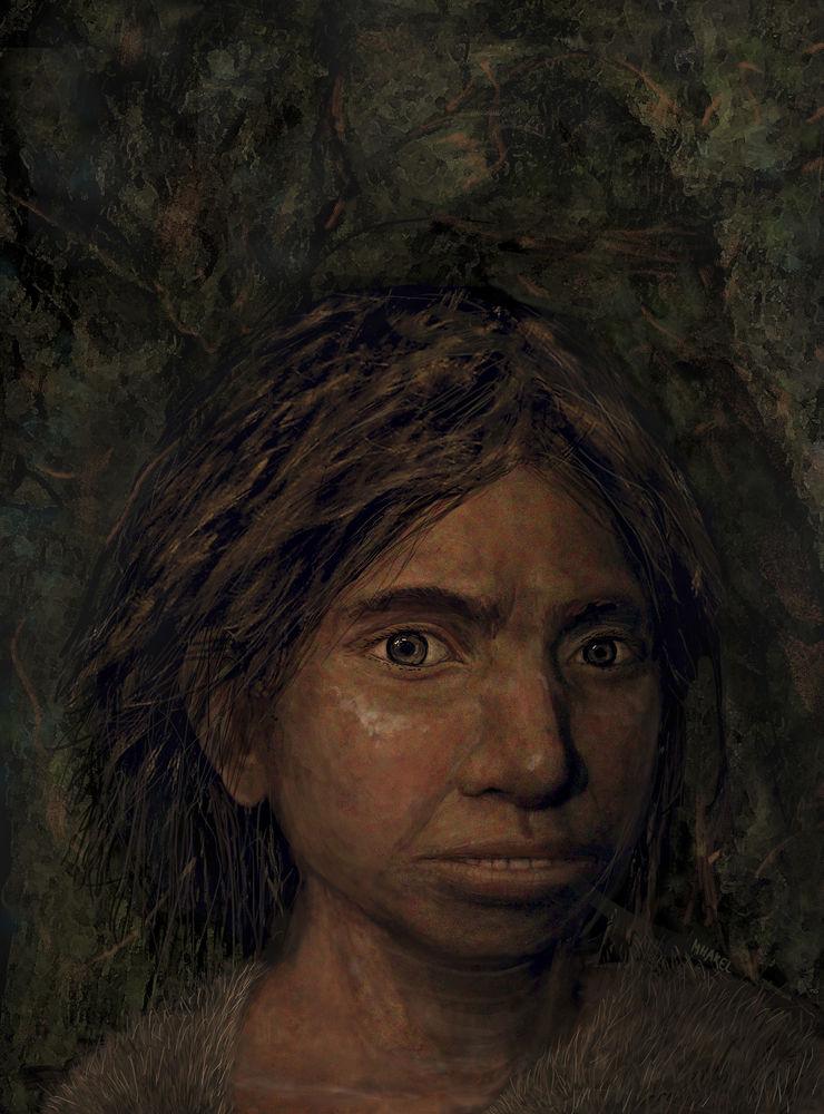 En teckning av den flicka, kallad Denise, vars drag forskarna har rekonstruerat.