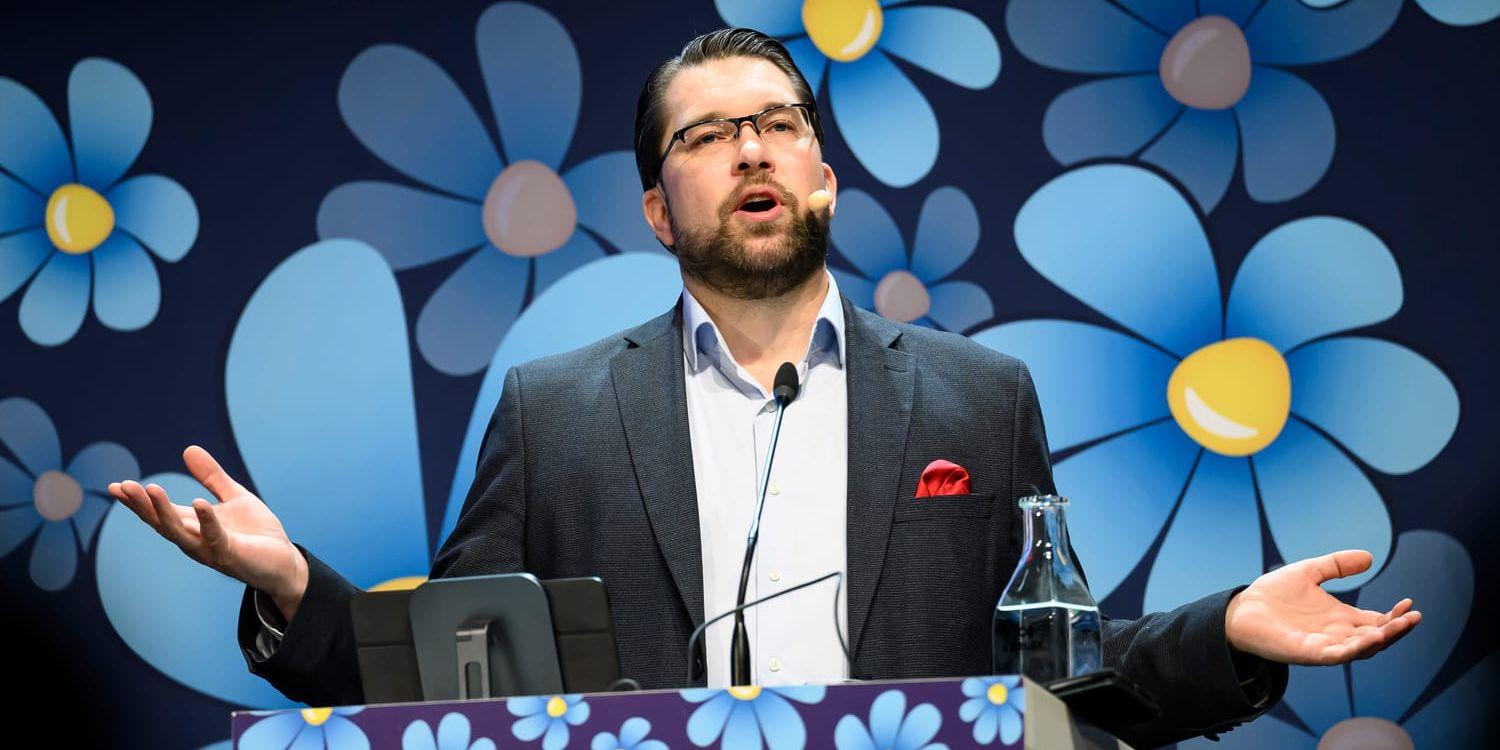 Sverigedemokraternas partiledare Jimmie Åkesson förekommer mest i media. Arkivbild.