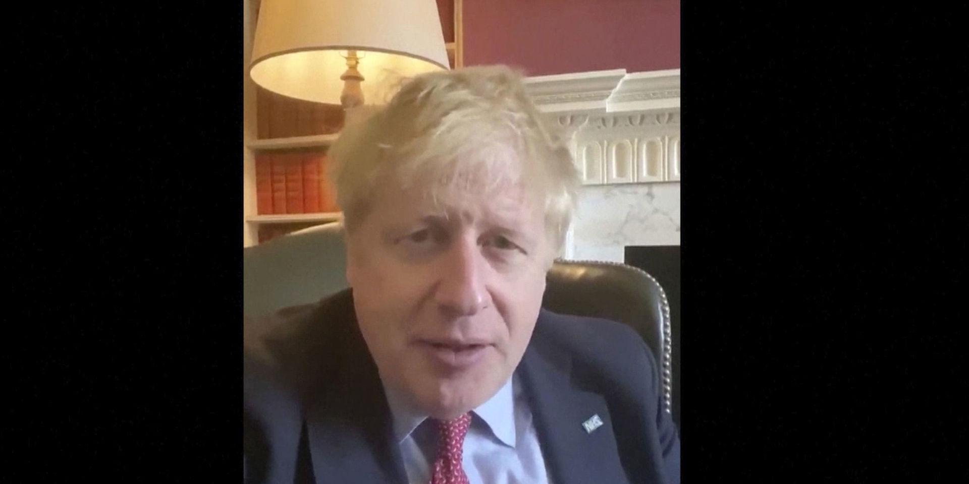 En bild på Storbritanniens premiärminister Boris Johnson som han själv lade ut på Twitter den 27 mars i samband med att han testats positivt för coronaviruset. 