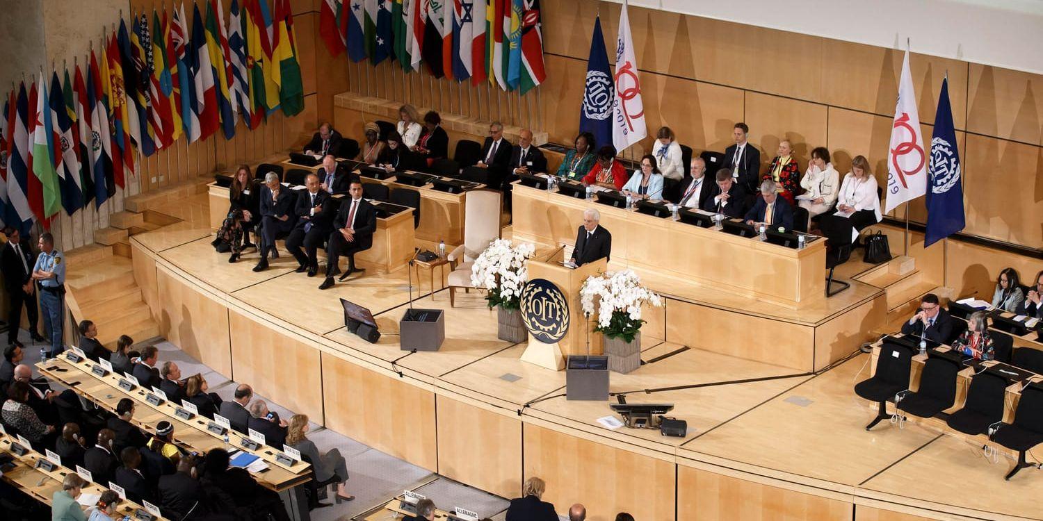 Hundraårsjubilerande FN-organet ILO inleder sin konferens i Genève i Schweiz.