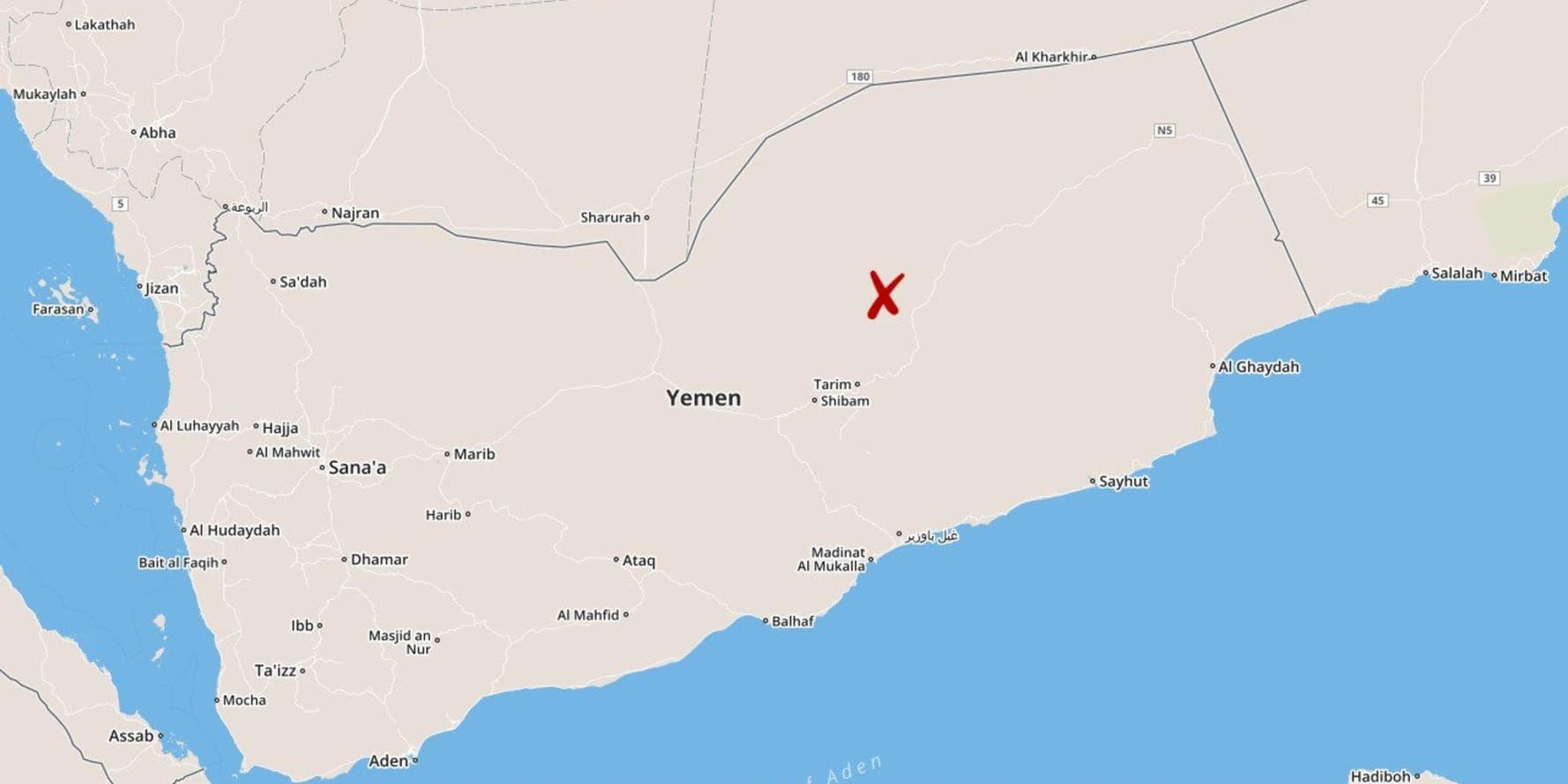 Regionen Hadhramaut i Jemen.
