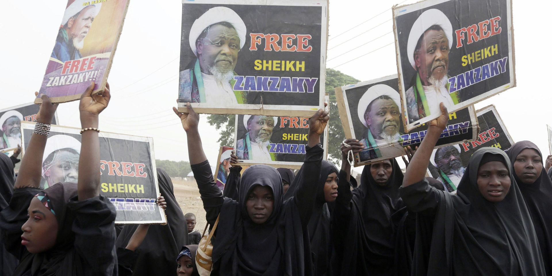 En shiamuslimsk demonstration i staden Cikatsere i Nigeria till stöd för den fängslade IMN-ledaren Ibrahim Zakzaky. Arkivbild. 