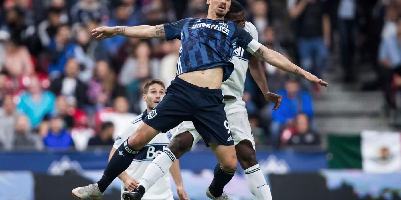 Zlatan Ibrahimovic, här mot Vancouver i april, fick gå mållös av planen mot Columbus.