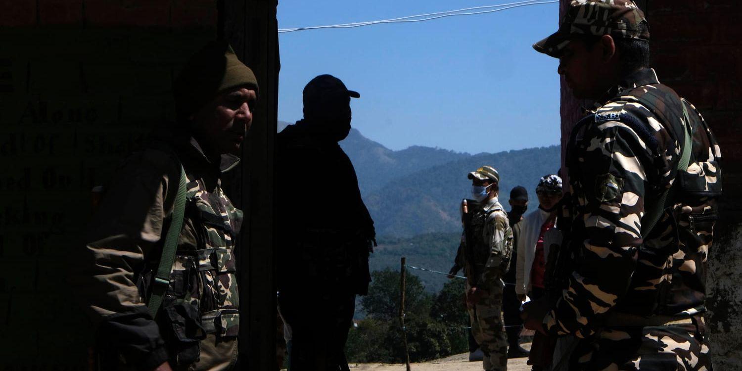 Soldater i staden Ukhrul i delstaten Manipur. Arkivbild.