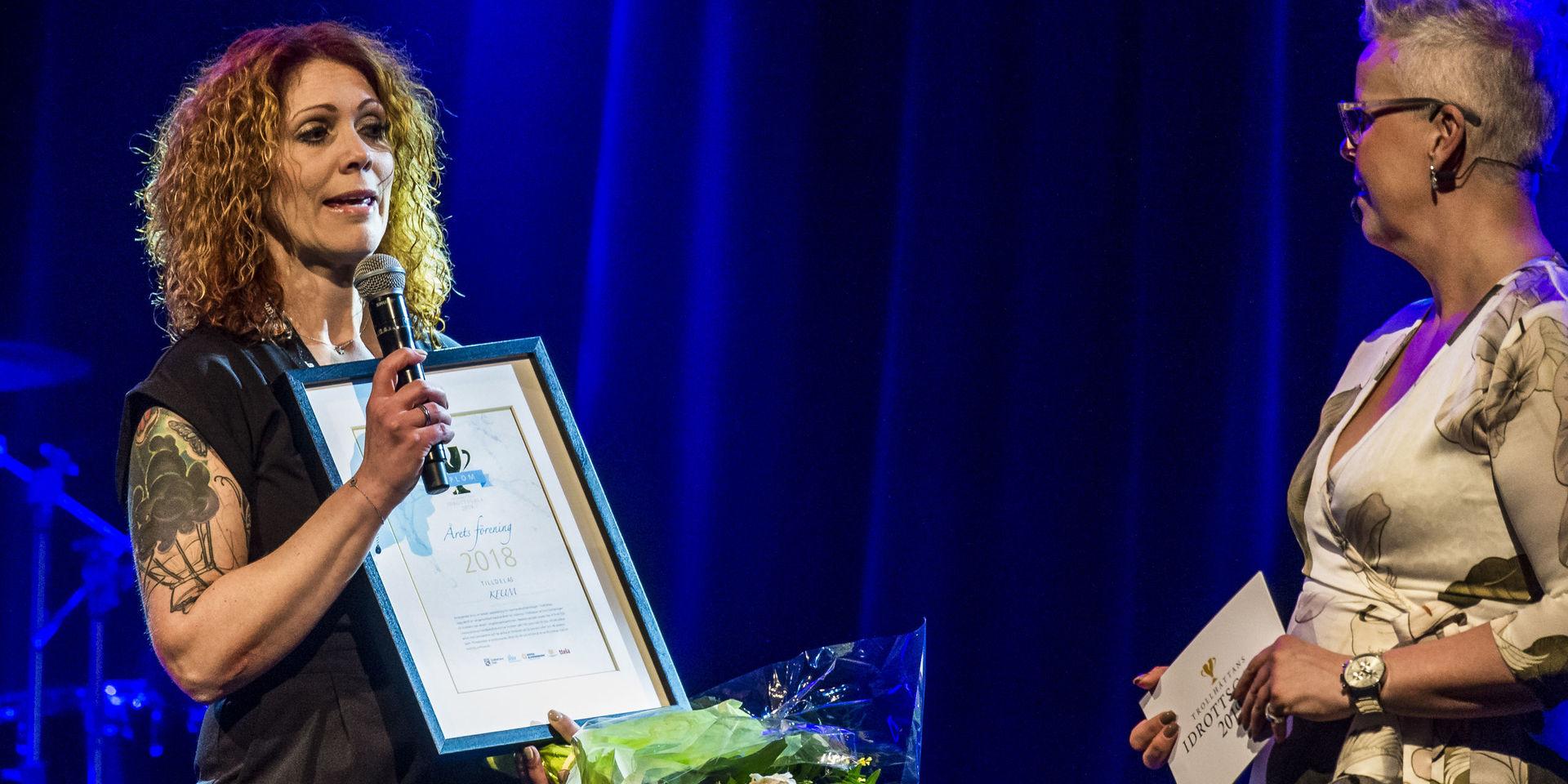 Årets förening 2018 blev KFUM Trollhättan. På plats för att ta emot priset var föreningens ordförande Rebecca Möller. 