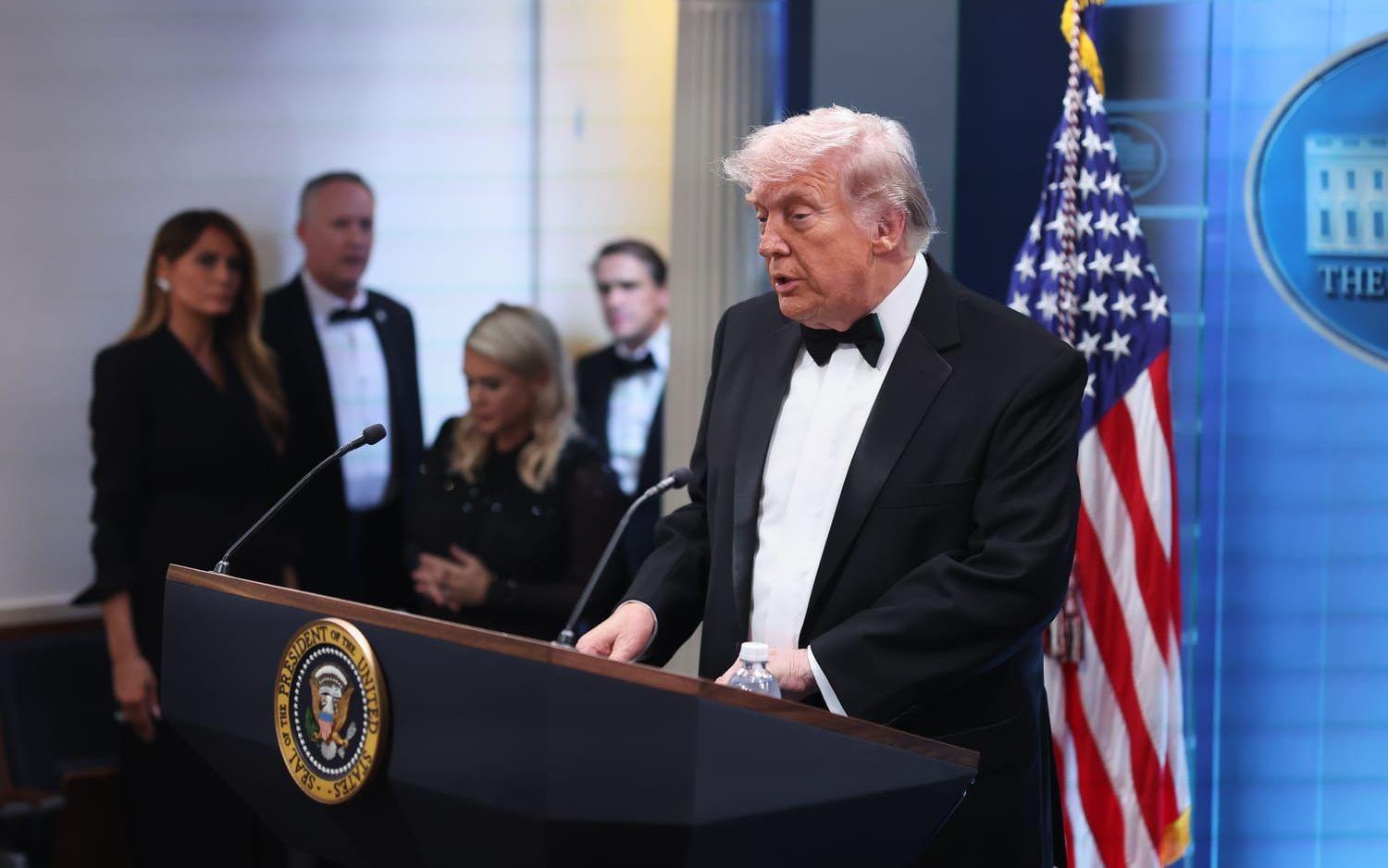 USA:s president Donald Trump på en pressträff efter händelsen.