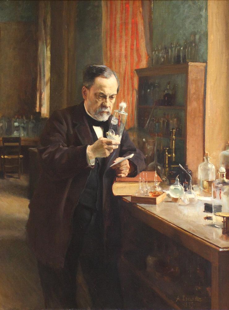 Louis Pasteur i laboratoriet. Målning av Albert Edelfelt.