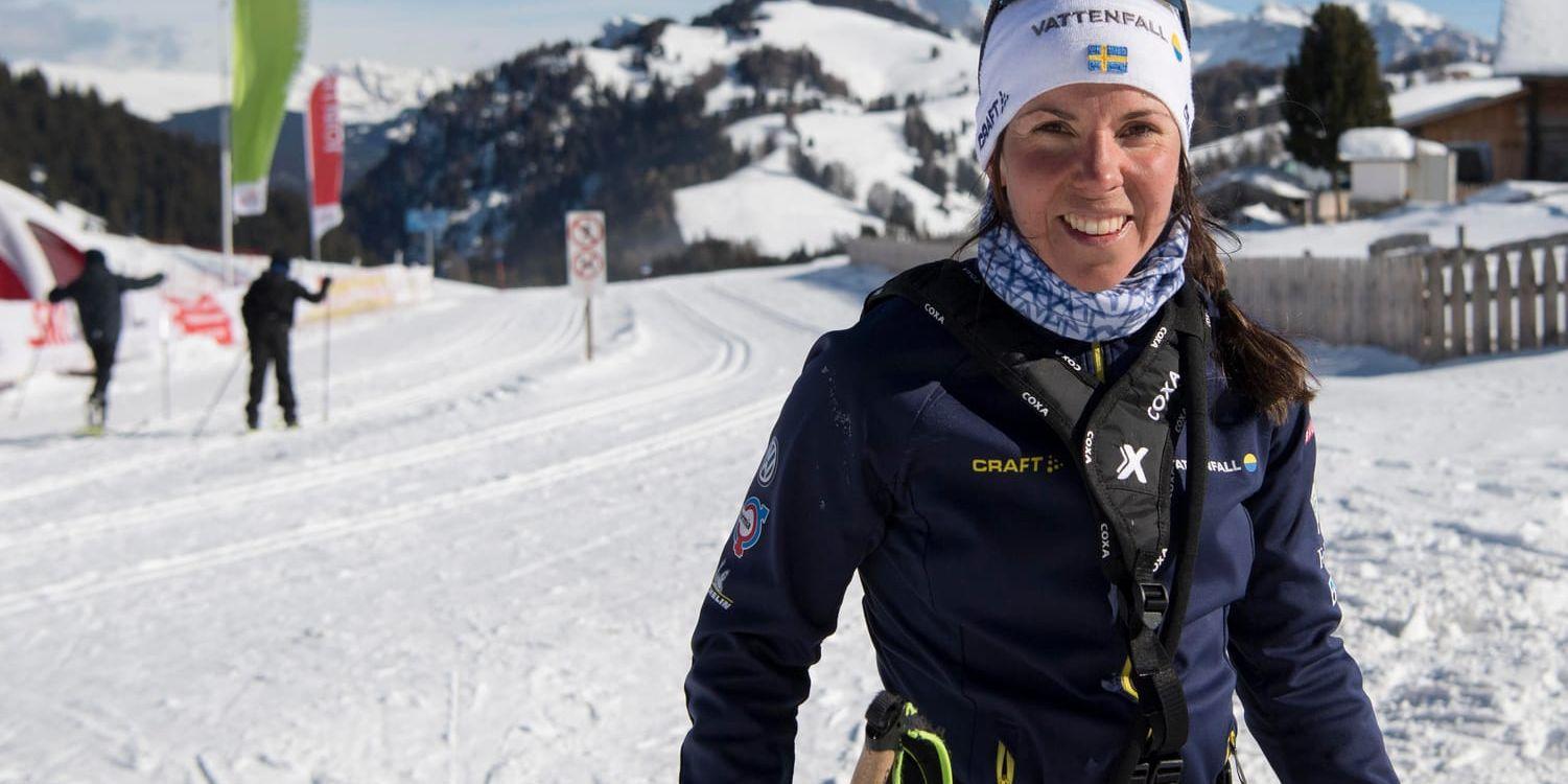 Charlotte Kalla kör skiathlon på lördag. Arkivbild.