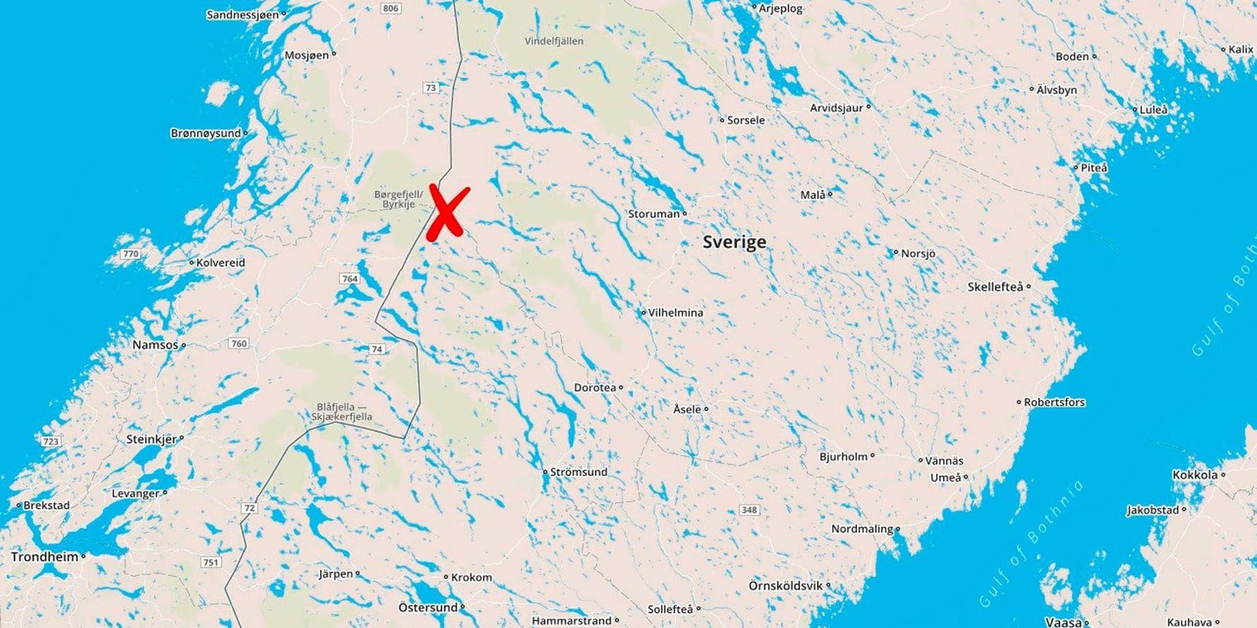 De två misstänkta greps i Stekenjokk i Västerbotten, nära gränsen till Jämtland.
