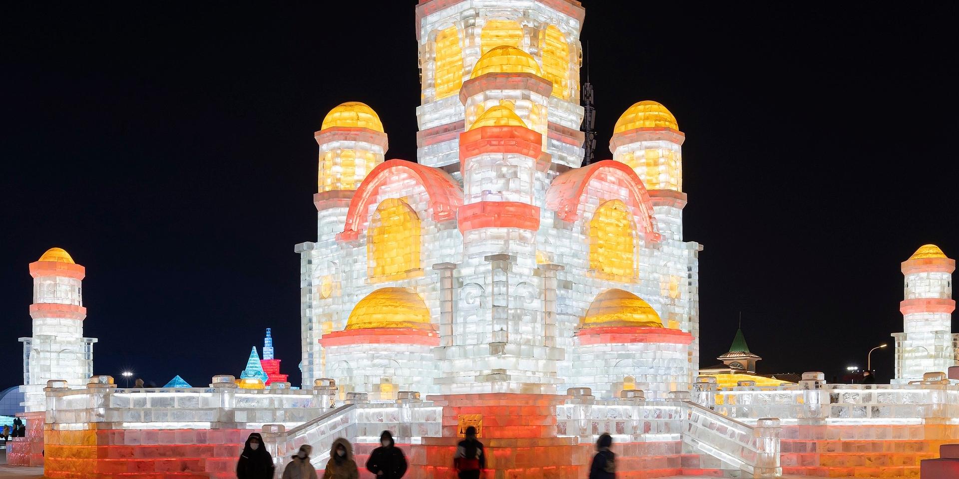 Harbin i nordöstra Kina är känd för sin isfestival. Arkivbild.