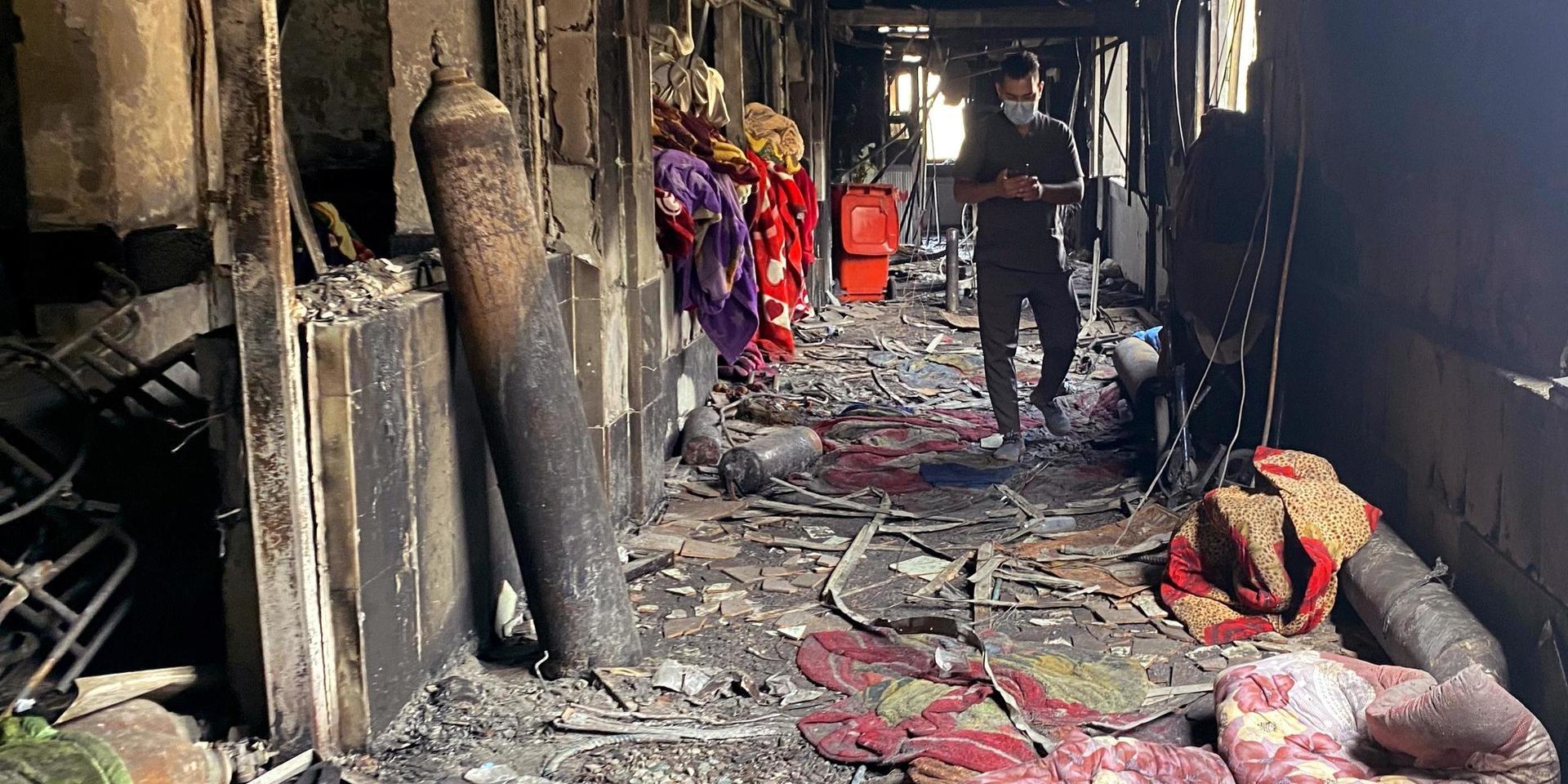 Intensivvårdsavdelningen på Ibn al-Khatib-sjukhuset efter branden. Arkivbild.