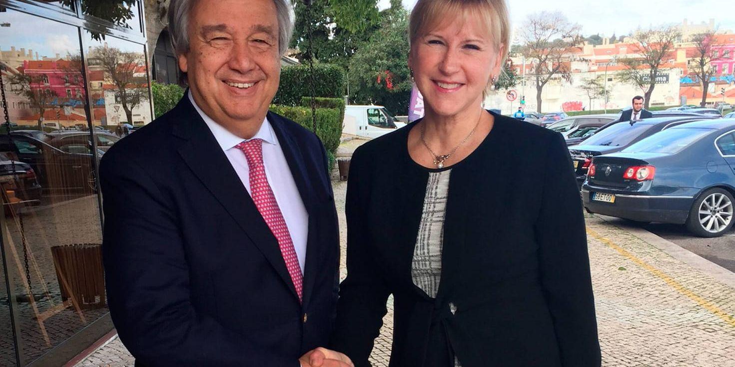 Utrikesminister Margot Wallström och António Guterres, FN:s blivande generalsekreterare.