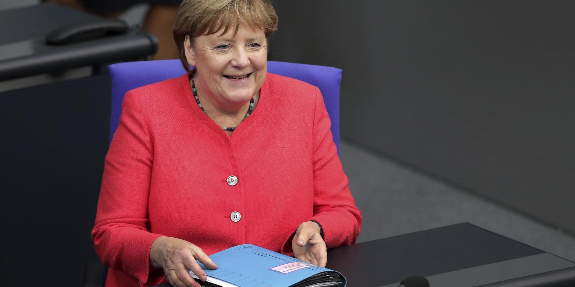 Tysklands förbundskansler Angela Merkel kommer till Bryssel för att diskutera coronastöd och nästa långtidsbudget i EU. Arkivfoto.