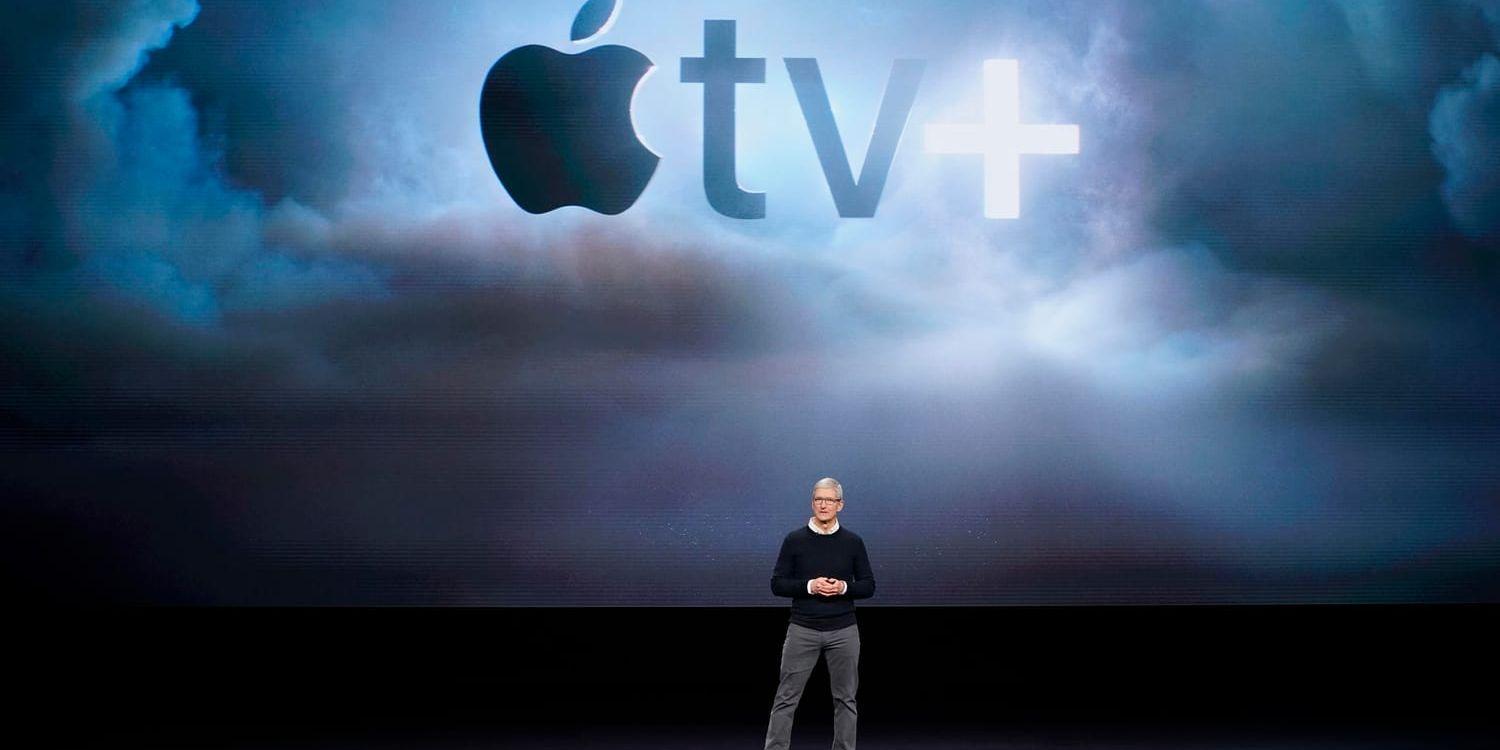 Apples vd Tim Cook presenterar nya prenumerationstjänster.