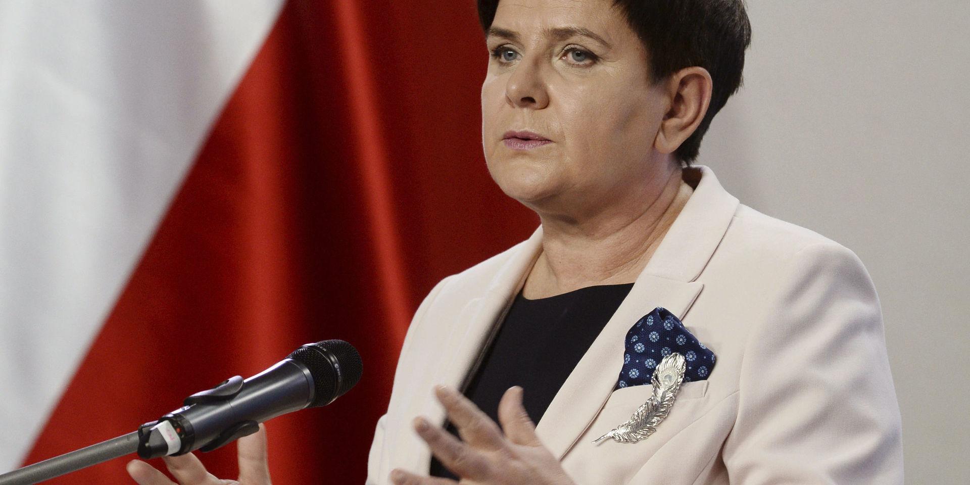 Polens förra premiärminister Beata Szydlo har fått ge upp kampen om att bli ordförande i EU-parlamentets arbetsmarknadsutskott. Arkivbild.