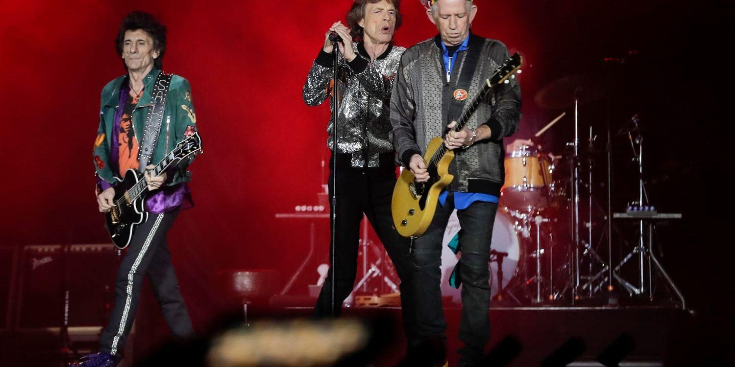 Ronnie Wood, Mick Jagger och Keith Richards i Rolling Stones. Arkivbild.