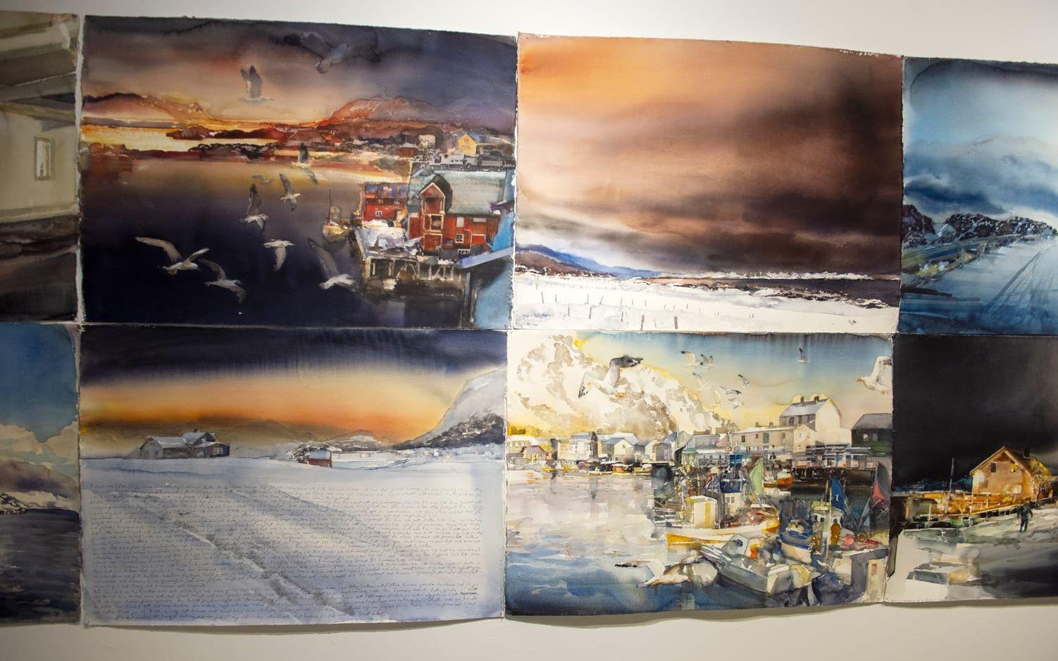 Lars Lerin anses vara Nordens främsta akvarellmålare och det kan man förstå när man ser hans samling från Lofoten. 
