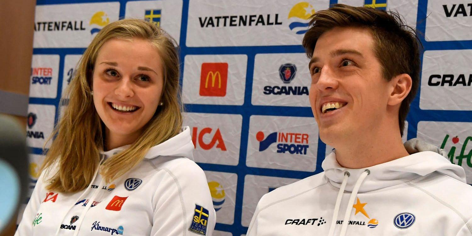 Calle Halfvarsson, höger, är glad att Stina Nilsson, vänster, kommer till skid-VM i Seefeld som inleds nästa vecka. Arkivbild.