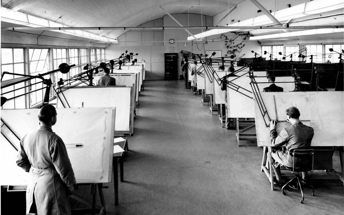 Verktygsritkontoret 1952. Foto: Volvo Flygmotor