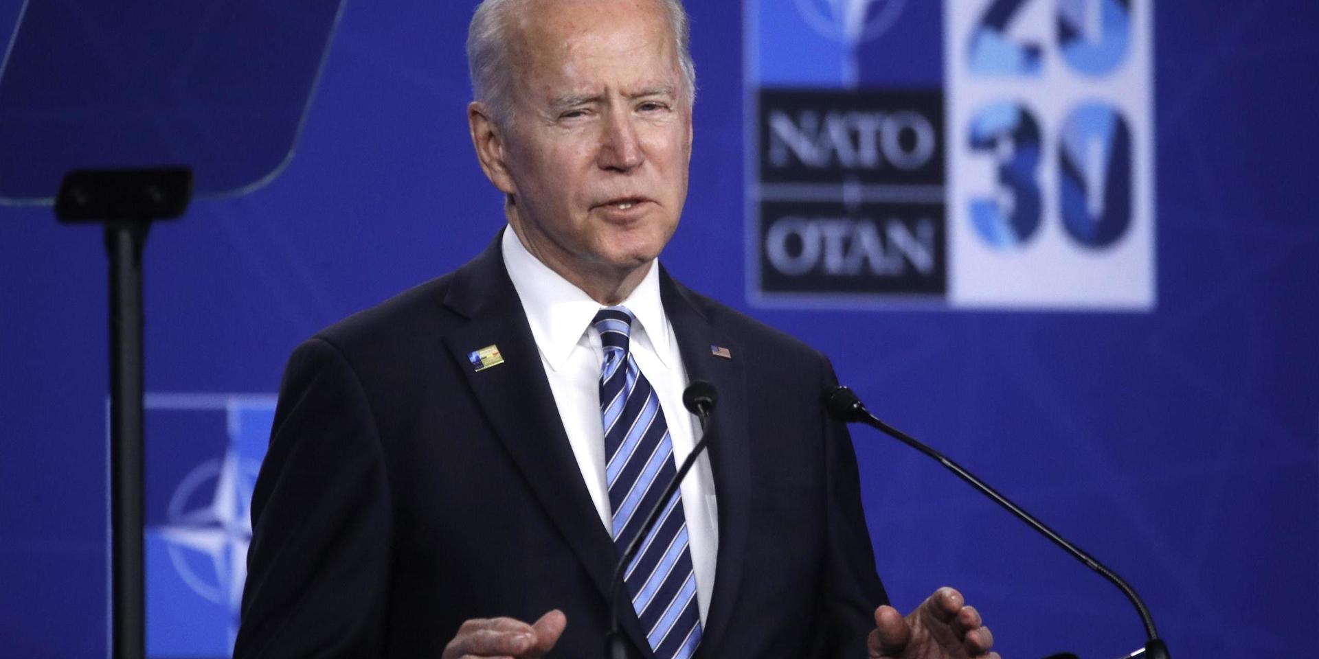 USA:s president Joe Biden höll en presskonferens efter att han som president deltagit i sitt första toppmöte med försvarsalliansen Nato.