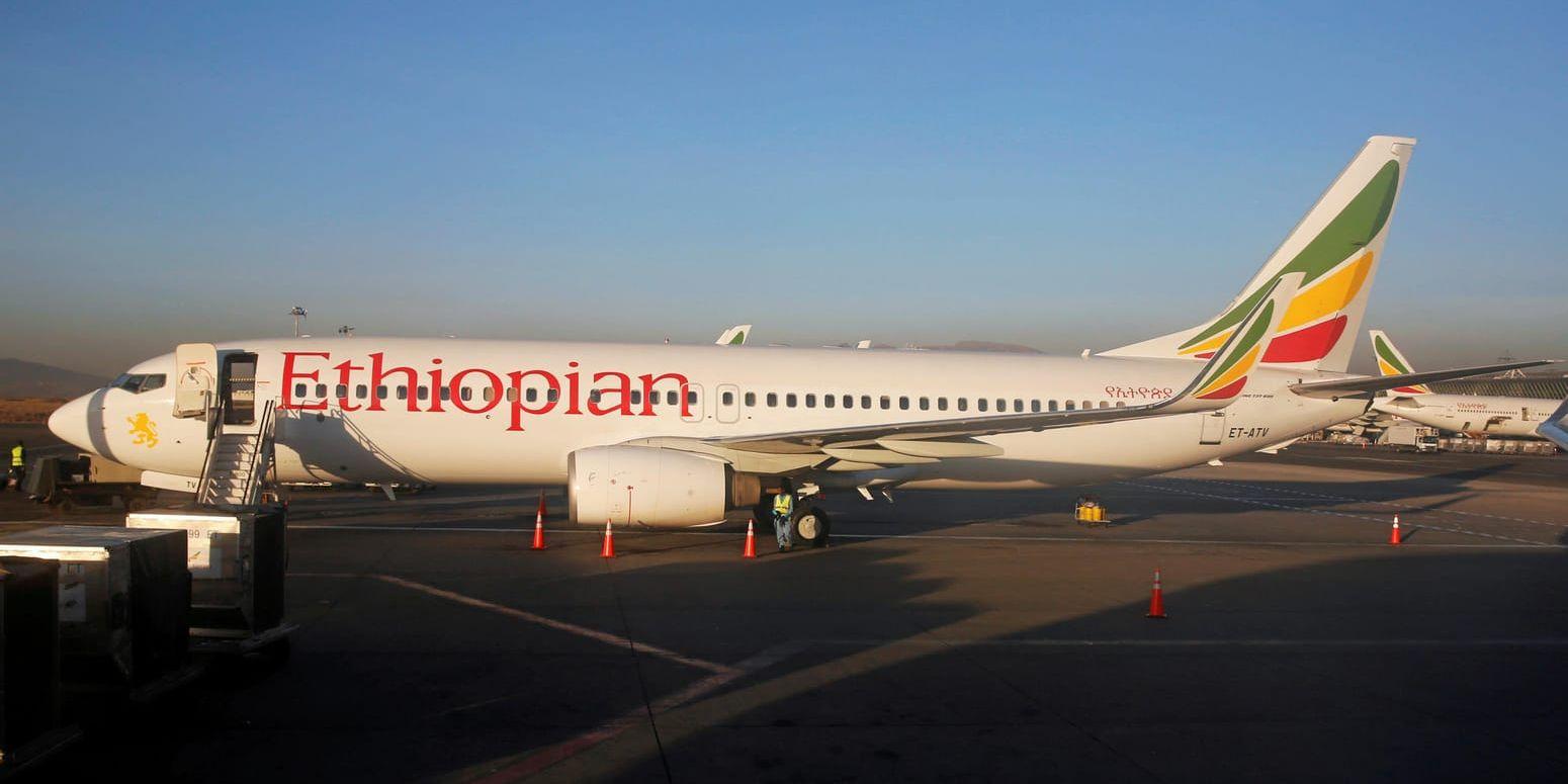 Ett flygplan från Ethiopian Airlines av modellen Boeing 737-800. Arkivbild.