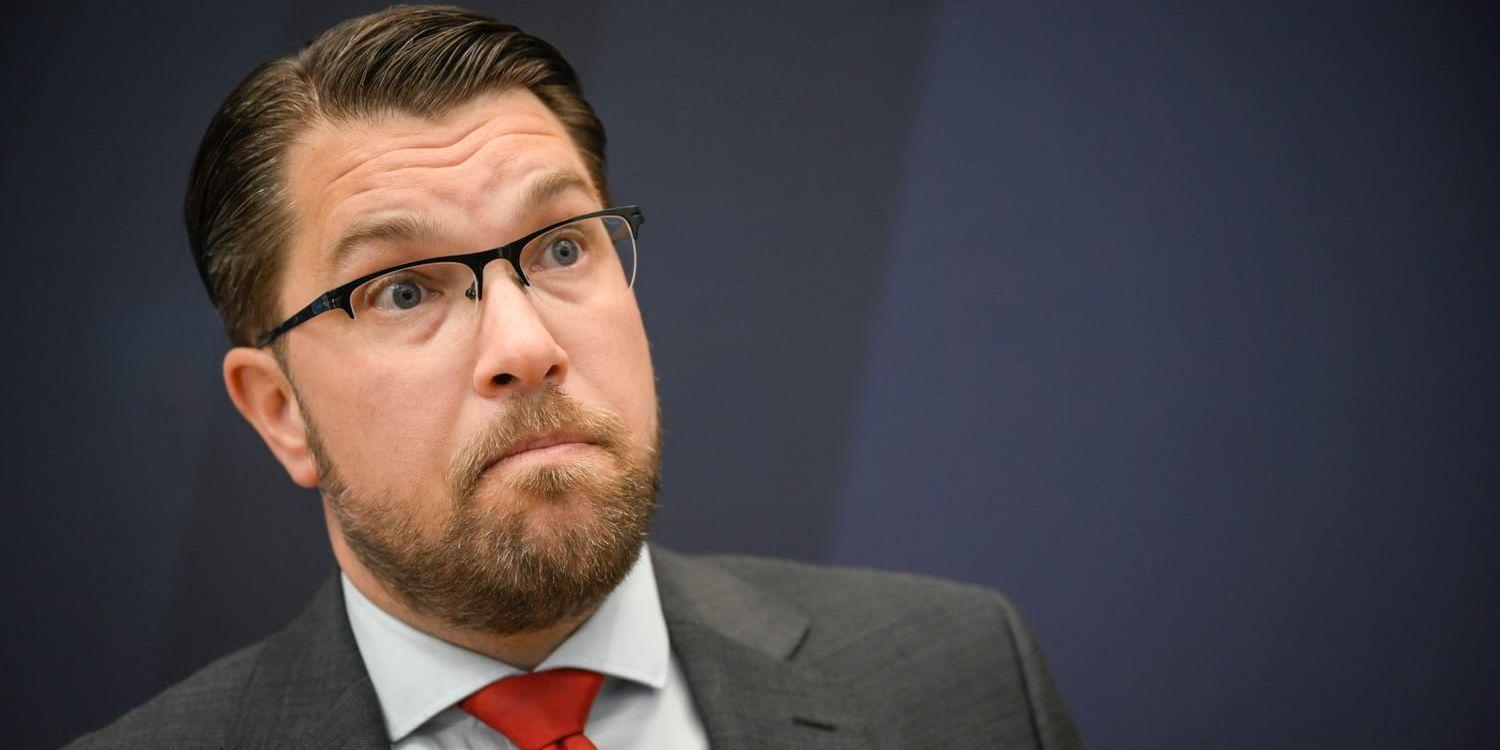 Gillar inte EU. Sverigedemokraternas partiledare Jimmie Åkesson.