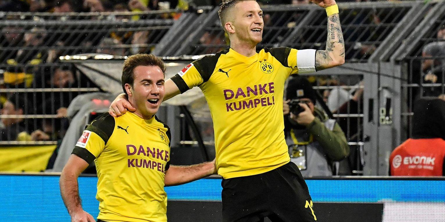 Marco Reus, t h, tror att Dortmund kan vända 0–3-underläget mot Tottenham i returen i åttondelsfinalen i Champions League. Arkivbild.