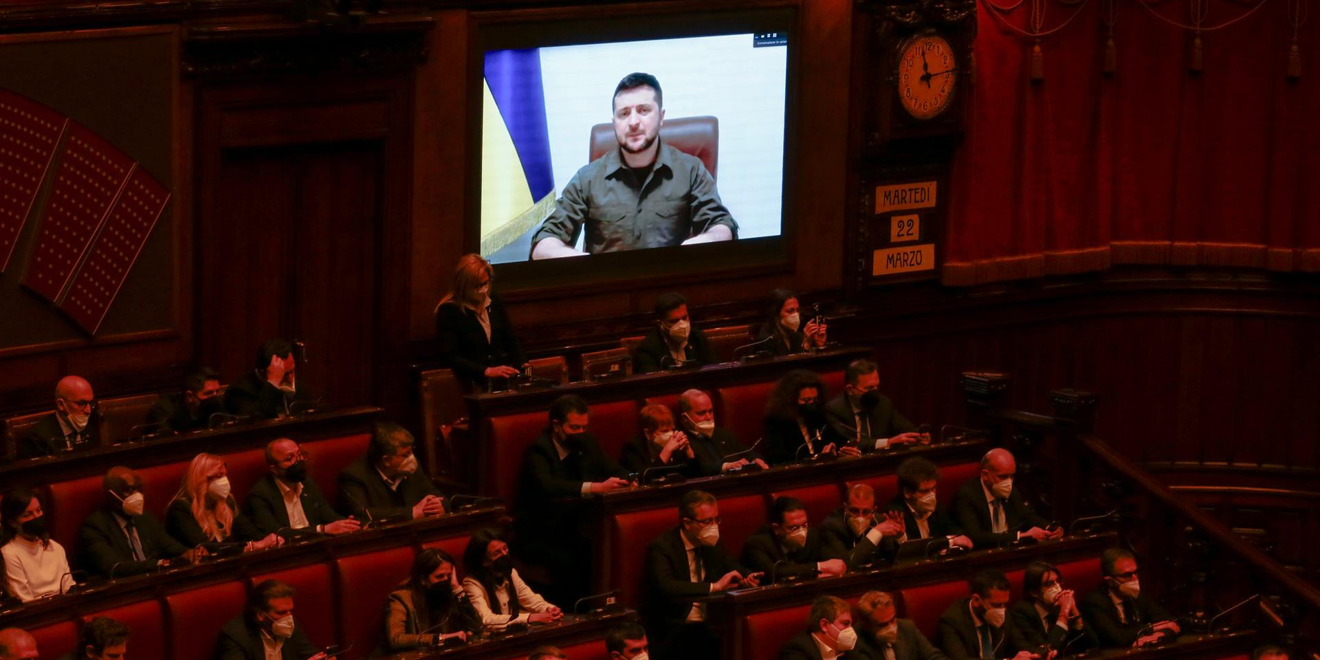 Under tisdagen talade Volodymyr Zelenskyj inför det italienska parlamentet.