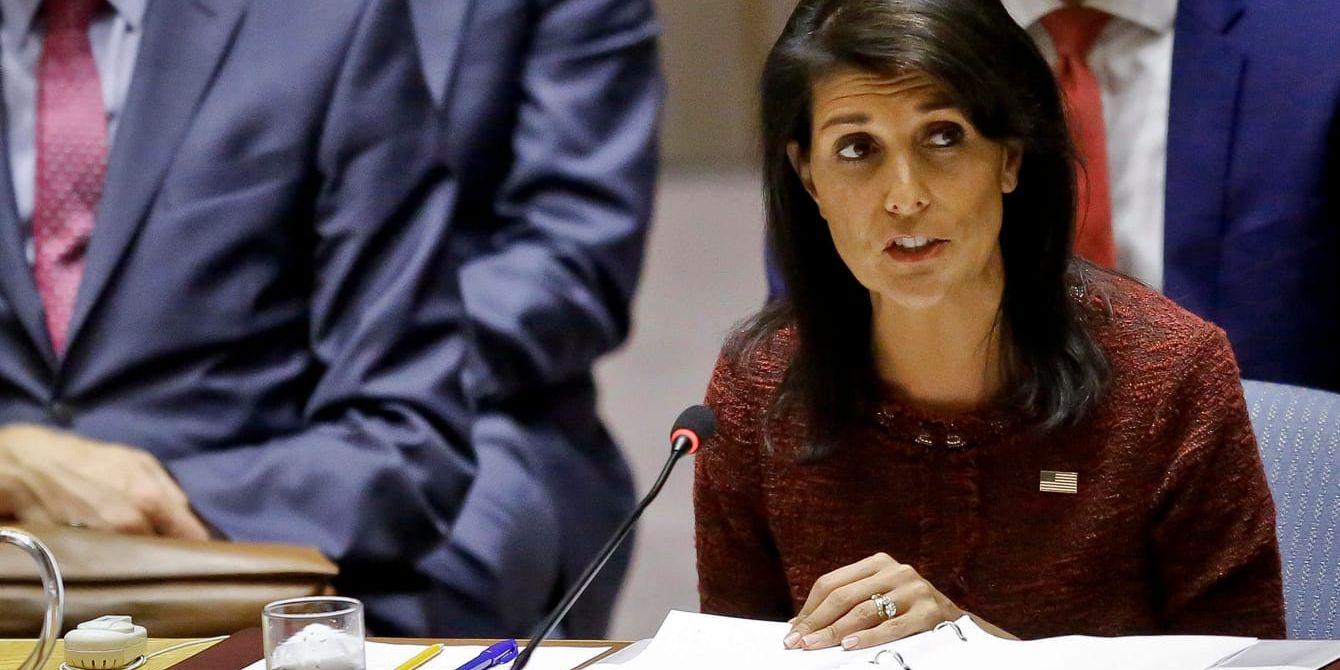 USA:s FN-ambassadör Nikki Haley beskriver det ryska vetot som ett "stort nederlag". Arkivbild.