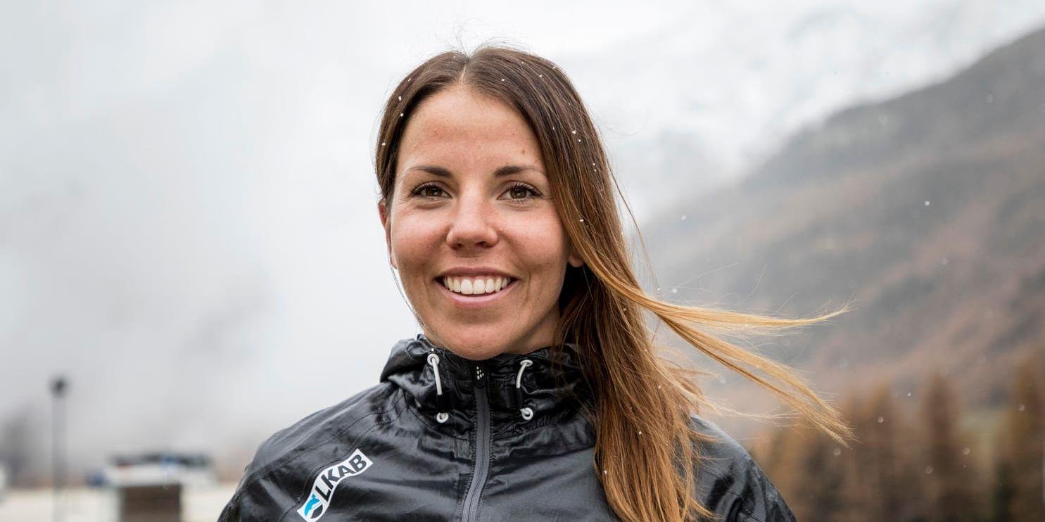 Charlotte Kalla på skidlägret i Val Senales i italienska Sydtyrolen.