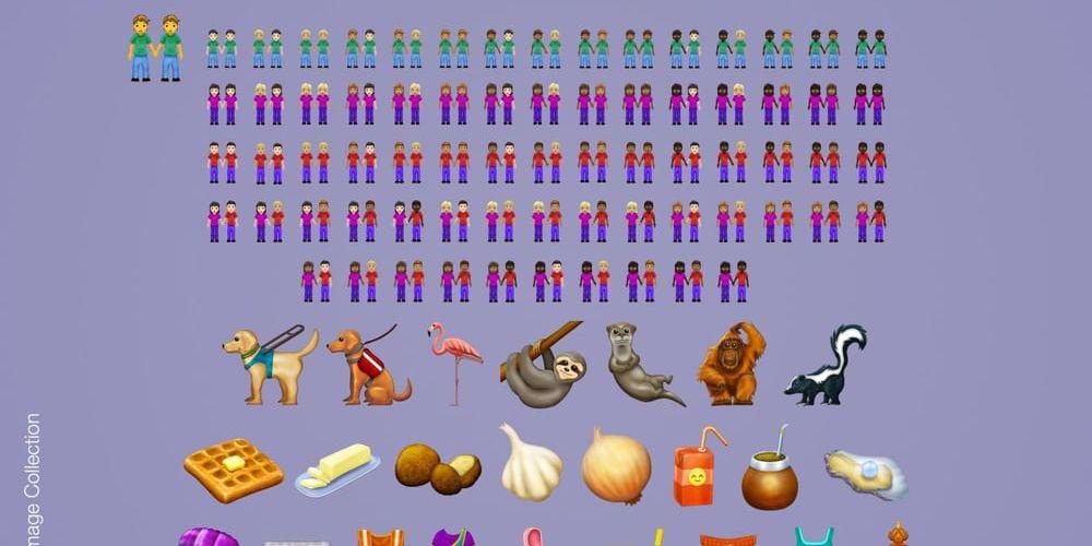 Under året kommer 230 nya emojis att bli tillgängliga för alla som exempelvis vill förmedla att de är sömniga, vill äta falafel, sitter i rullstol eller bär säkerhetsväst.
