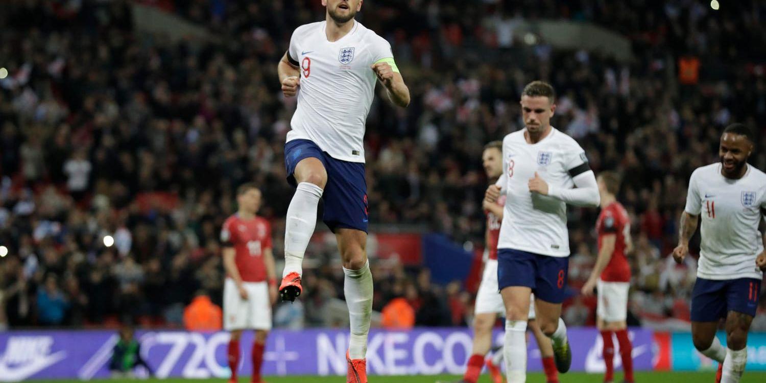 Harry Kane jublar efter sitt mål för England i EM-kvalet mot Tjeckien förra veckan.