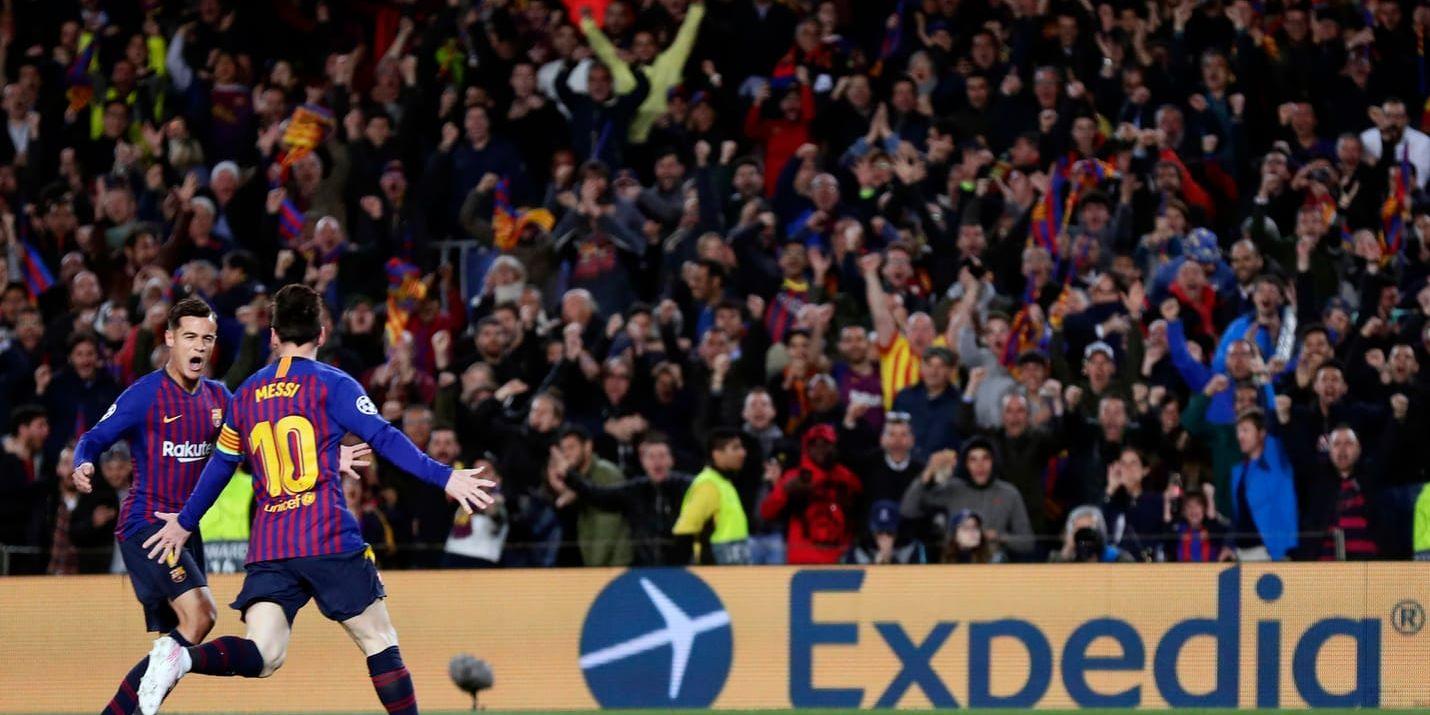 Lionel Messi gjorde dubbla mål för Barcelona i CL-returen mot Manchester United.